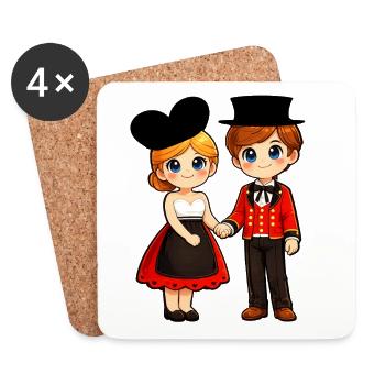 Alsatian and Alsatian Elegant couple - Coasters (set of 4) - white - Front
