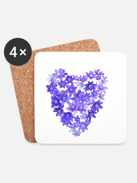 Blaues Veilchenherz - Untersetzer (4er-Set) - Weiß