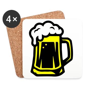 Chope à bière Icône de la bière - Dessous de verre (lot de 4) - blanc - Devant