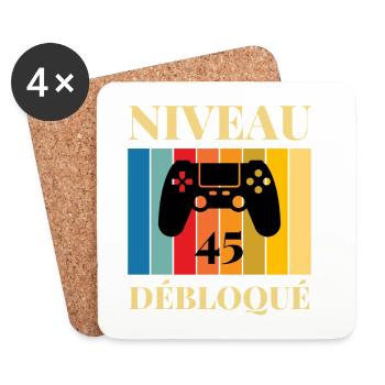 Niveau 45 Debloque T-Shirt Cadeau Humour - Dessous de verre (lot de 4) - blanc - Devant