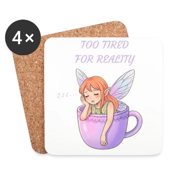 Tired Fairy Sleeping In The Mug - Dessous de verre (lot de 4) - blanc - Devant