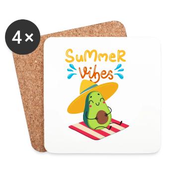 Sommerstimmung mit Avocado - Untersetzer (4er-Set) - Weiß - Vorne