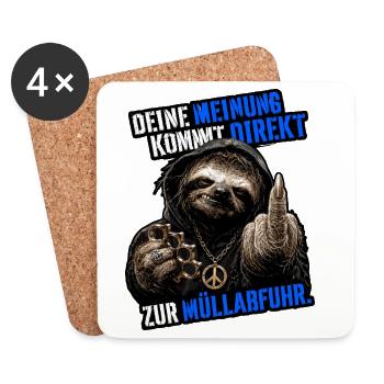 Deine Meinung direkt zur Müllabfuhr - Untersetzer (4er-Set) - Weiß - Vorne