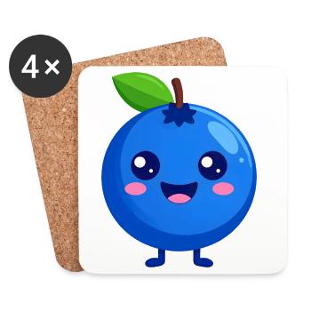 Kawaii Blaubeere Gesicht - Untersetzer (4er-Set) - Weiß - Vorne