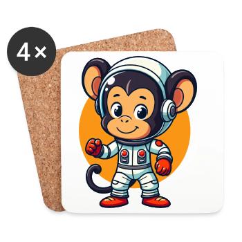 Cute Astronaut Monkey Space Exploration Cartoon Ma - Untersetzer (4er-Set) - Weiß - Vorne