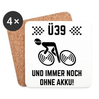 Ü39 Und Immer Noch Ohne Akku! (Fahrrad Rennrad B) - Untersetzer (4er-Set) - Weiß - Vorne