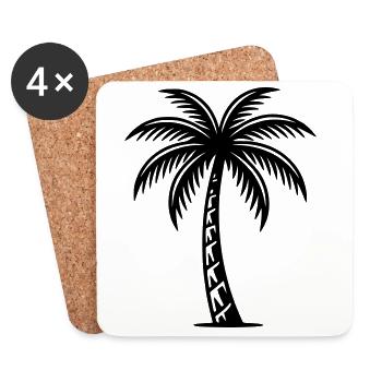 palmier - Dessous de verre (lot de 4) - blanc - Devant