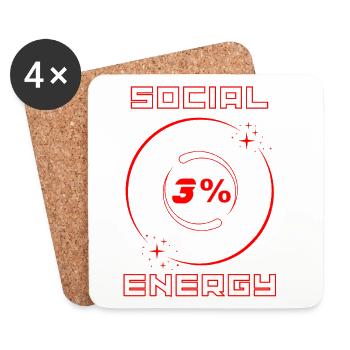 Faible Énergie Sociale - Dessous de verre (lot de 4) - blanc - Devant