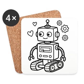 Bébé Nerd d’anniversaire des enfants Robot Jouet - Dessous de verre (lot de 4) - blanc - Devant