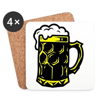 Alcool symbole de chope de bière - Dessous de verre (lot de 4) - blanc - Devant