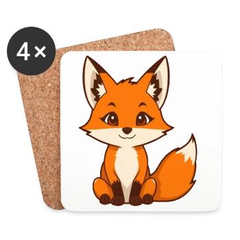 Niedlicher Fuchs Geschenk Naturliebhaber Wanderer - Untersetzer (4er-Set) - Weiß - Vorne