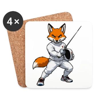 Fuchs Fechter im Weißanzug - Untersetzer (4er-Set) - Weiß - Vorne
