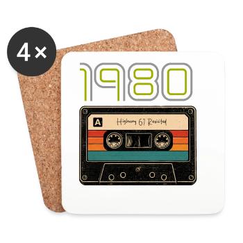 Neon 1980er Kassetten-Roadtrip - Untersetzer (4er-Set) - Weiß - Vorne