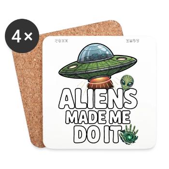 Aliens Made Me Do It UFO  - Coasters (set of 4) - white - Front