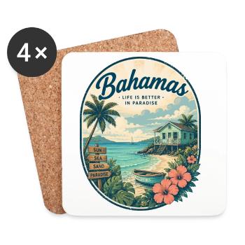 Motif du Paradis Vintage des Bahamas - Dessous de verre (lot de 4) - blanc - Devant
