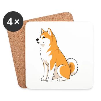 Fröhliche Shiba-Inu-Illustration - Untersetzer (4er-Set) - Weiß - Vorne