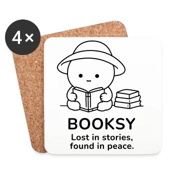 Booksy – Perdu dans les histoires, trouvé en paix - Dessous de verre (lot de 4) - blanc - Devant