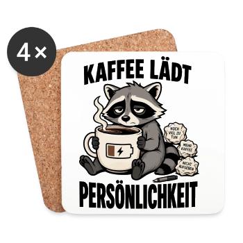 Müder Waschbär braucht dringend mehr Kaffee - Untersetzer (4er-Set) - Weiß - Vorne
