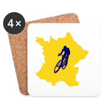 Carte France avec conception vélo – cycliste - Dessous de verre (lot de 4) - blanc - Devant
