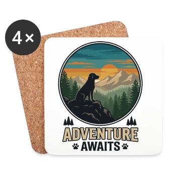 Hiking - Outdoor Adventure - Adventure Awaits - Coasters (set of 4) - white - Front