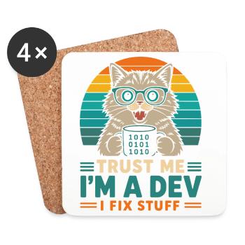 Trust Me I’m a Dev – Programmierer Katze - Untersetzer (4er-Set) - Weiß - Vorne