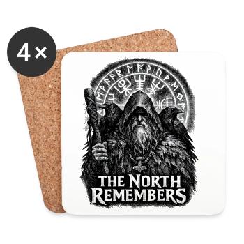 Nordic Rune Guardian in Raven Cloak - Coasters (set of 4) - white - Front