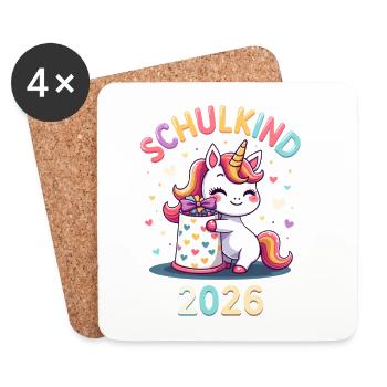 Schulkind 2026 Einschulung 2026 Schulanfang - Untersetzer (4er-Set) - Weiß - Vorne