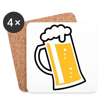 Maßkrug (beer / beer mug / beer glass / R /\/ 2C) - Coasters (set of 4) - white - Front