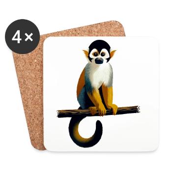 Singe écureuil - Dessous de verre (lot de 4) - blanc - Devant