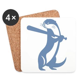 Otter Baseball Silhouette - Coasters (set of 4) - white - Front