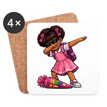 Dabbing ABC-Schützin Afro - Untersetzer (4er-Set) - Weiß - Vorne