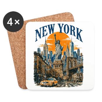 Vintage USA New York City Skyline NEW-YORK - Coasters (set of 4) - white - Front