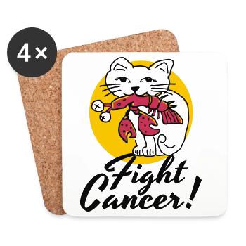 Katze kämpft gegen Krebs - Untersetzer (4er-Set) - Weiß - Vorne