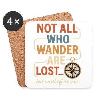 Nicht alle, die wandern, sind verloren – Wander-T-Shirt - Untersetzer (4er-Set) - Weiß - Vorne