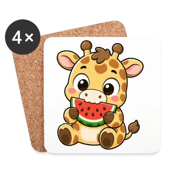 Süße Giraffe Cartoon Kawaii Keks genießen - Untersetzer (4er-Set) - Weiß - Vorne
