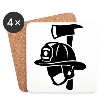 Frontal Feuerwehrhelm Logo - Untersetzer (4er-Set) - Weiß - Vorne