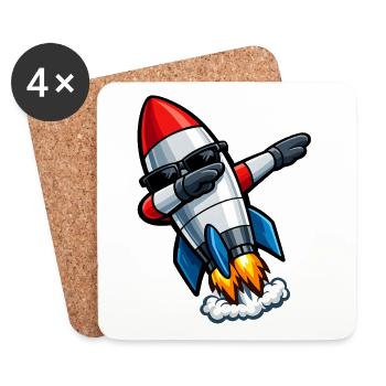 Dabbing Rakete - Untersetzer (4er-Set) - Weiß - Vorne