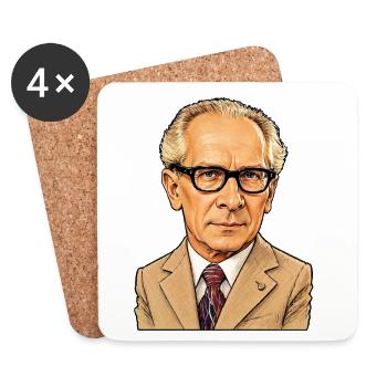 Erich Honecker Karikatur (freigestellt) - Untersetzer (4er-Set) - Weiß - Vorne