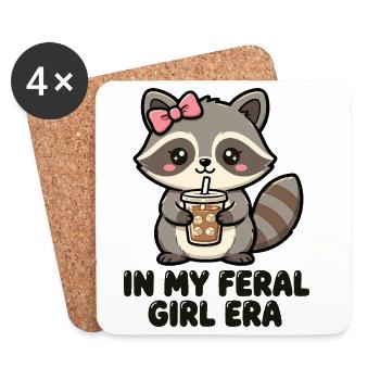 In My Feral Girl Era Waschbär - Untersetzer (4er-Set) - Weiß - Vorne
