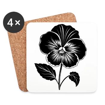 Stiefmütterchenblüte - Untersetzer (4er-Set) - Weiß - Vorne