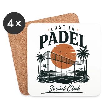 Lost in Padel Social Club | Vintage Padel - Untersetzer (4er-Set) - Weiß - Vorne