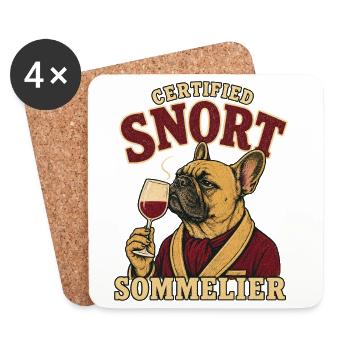Zertifizierter Snort-Sommelier Französischer Bulldogge - Untersetzer (4er-Set) - Weiß - Vorne