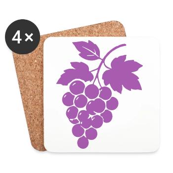 Purple Grapes Silhouette - Coasters (set of 4) - white - Front