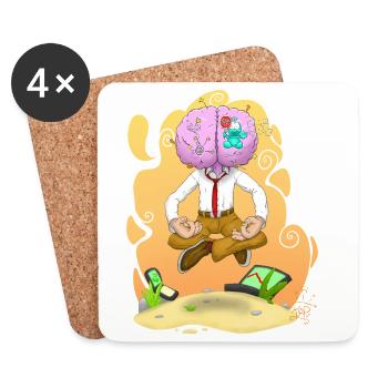 Mindful Brain Meditating Wealth - Coasters (set of 4) - white - Front