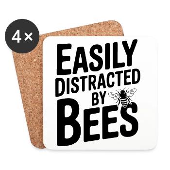 Leicht von Bienen ablenken lassen - Untersetzer (4er-Set) - Weiß - Vorne