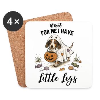 Dachshund Ghost Halloween Trick or Treat - Coasters (set of 4) - white - Front