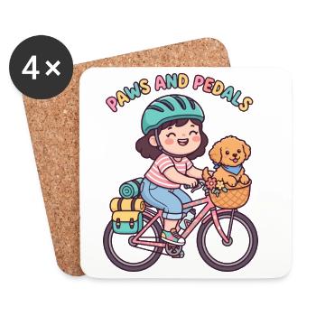Pfoten und Pedale süßer Fahrradaufkleber - Untersetzer (4er-Set) - Weiß - Vorne