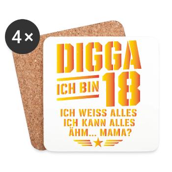 18. Geburtstag Junge Mädchen 18 Jahre 2008 lustig - Untersetzer (4er-Set) - Weiß - Vorne