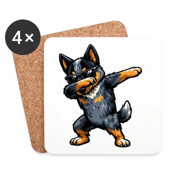 Dabbing Australian Cattle Dog - Coasters (set of 4) - white - Front