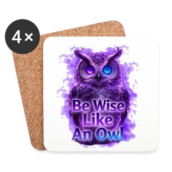 Be Wise Like An Owl Neon Design - Coasters (set of 4) - white - Front